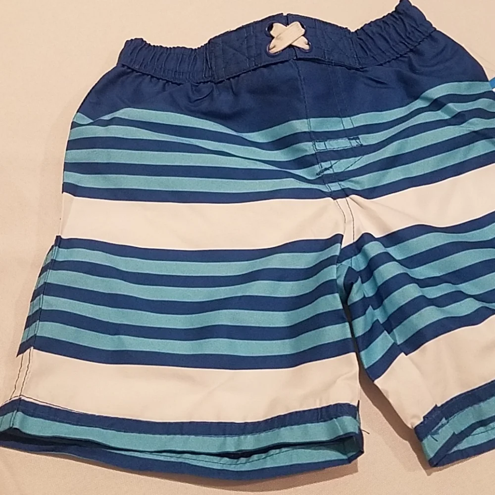 Swim Trunks Toddler Boy's Size 18 months Blue White Stripe Freestyle Bottoms